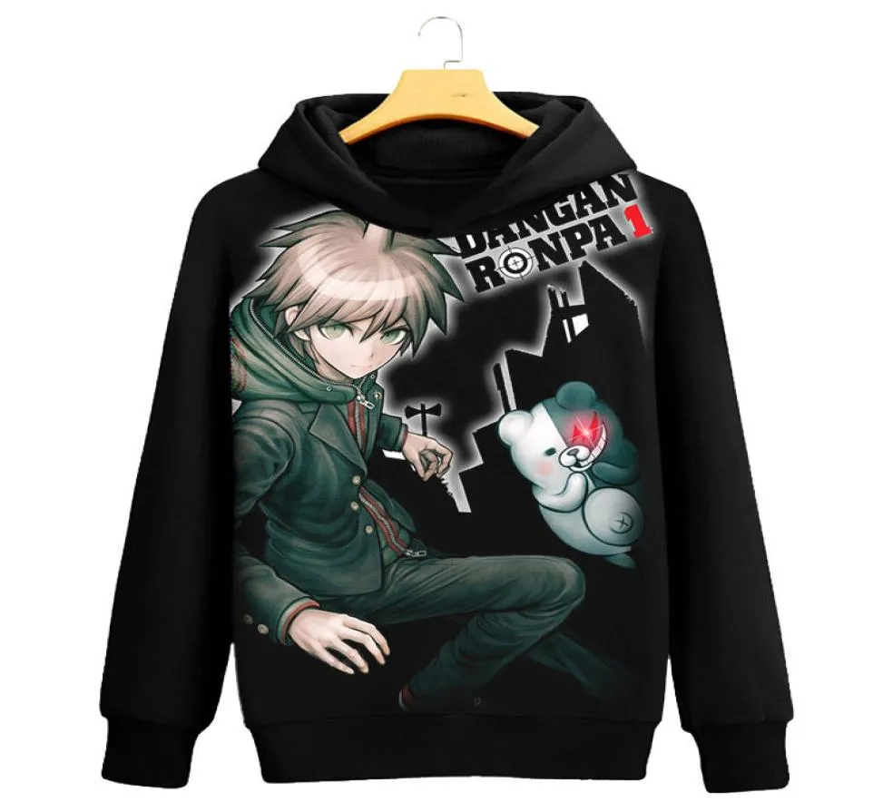 Anime danganronpa monokuma kirigiri kyouko cosplay vit tröja hösten unisex huva pullover spirited away tops1533427