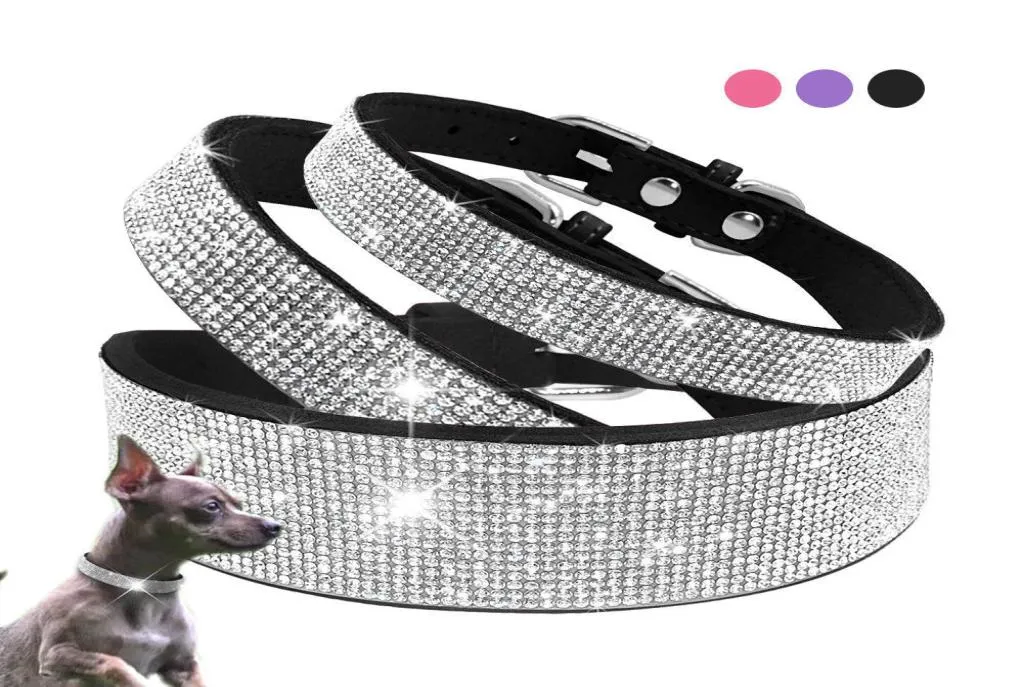 Bling Rhinestone Dog Cat Collars Leather Fuppy Kitten Collar Walk Leash Lead for Small Medium Dogs Cats Chihuahua Pug Yorkie3684411
