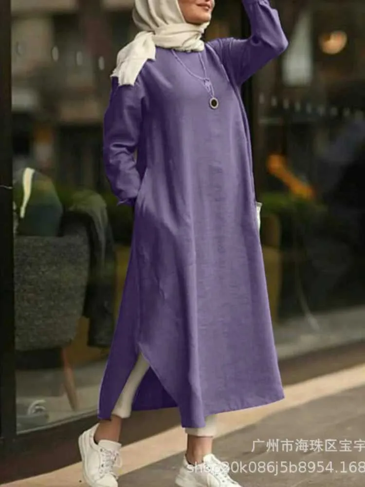 knee length dresses for ladies Modest Muslim Woman's Empire Waist Shimmery Tulle Dress - 36229