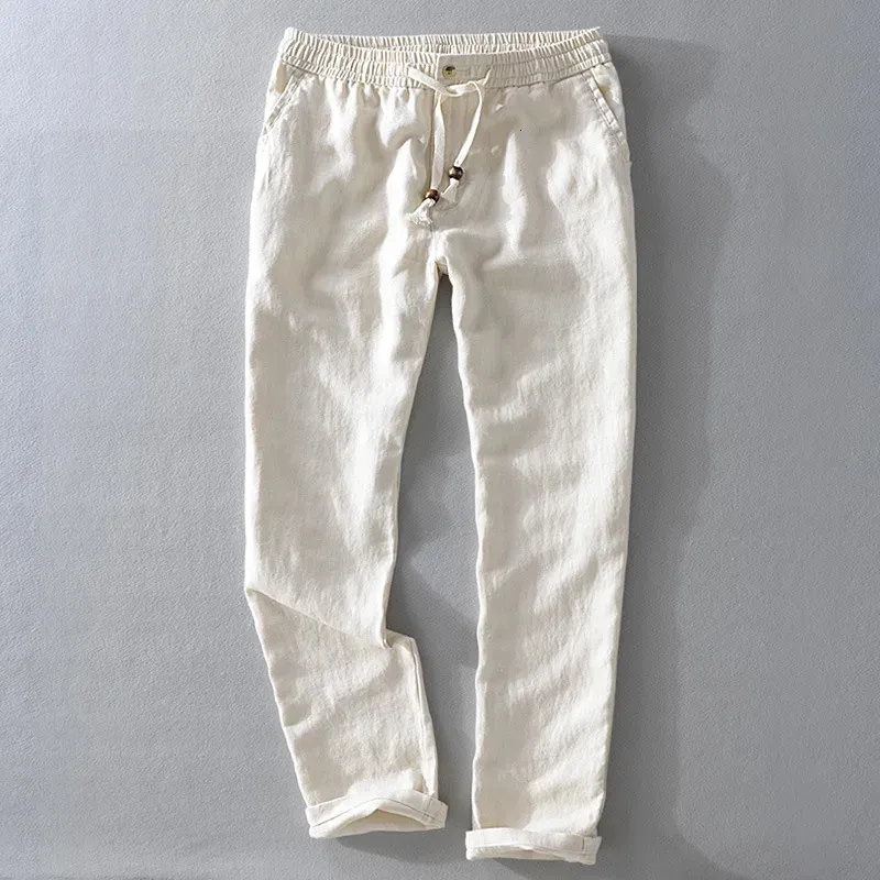 Pantalon décontracté pour homme, couleur unie, blanc, droit, respirant, mode, confortable, pleine longueur, automne_voghion.com