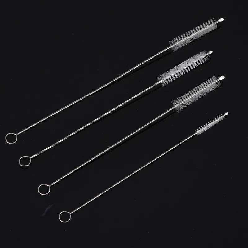 Stainless Soft Hair Suction Glass Tube Water Cup straw Washing Brushes Fish Tank Straw Bottle Cleaning Brush bong cleaner Tool