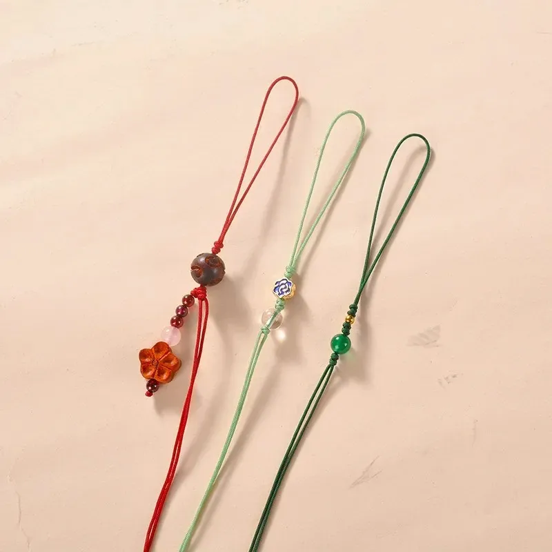 Kinesisk knut jade pärla tofsar diy hantverk konst smycken påse kläder bil nyckel kedja dekor små hängen slät fransar trim