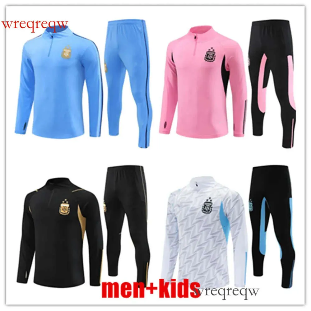 2024 Jerseys de football en survêtement argentin 24/25 Shirts de football Messis di Maria Dybala de Paul Maradona Men Kid Training Costume Kit