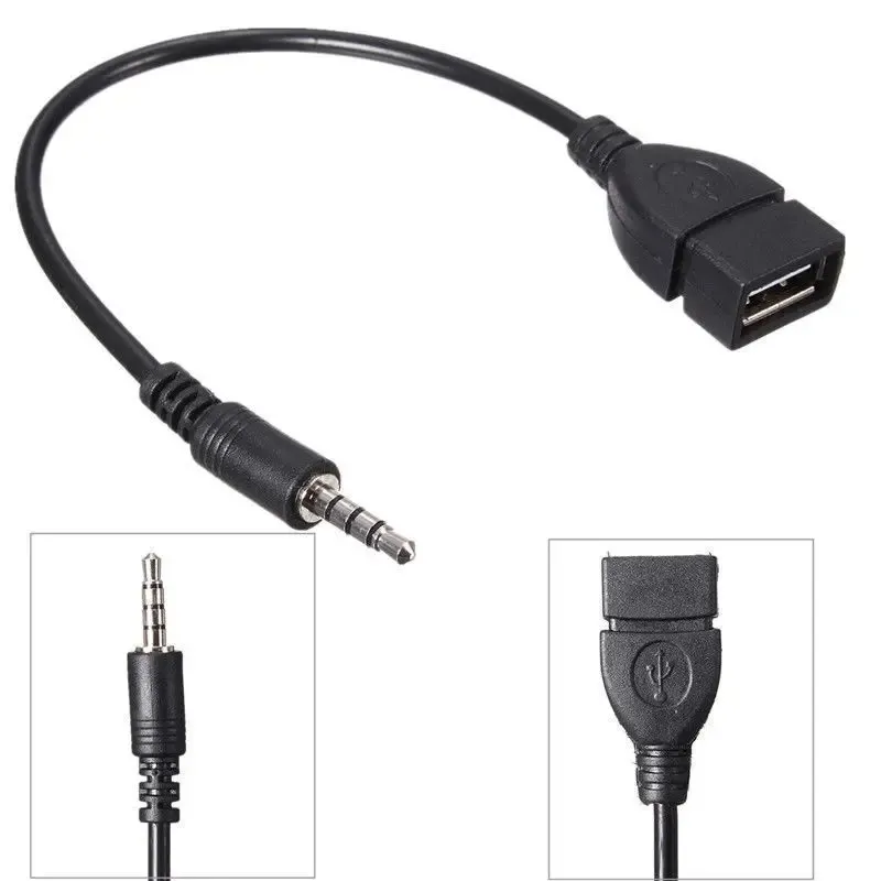 Jack 3.5 AUX AUDIO PLIGN TO USB 2.0 CORDE DE CABLE AUX CONSEIL CAR MP3 ENSEIG