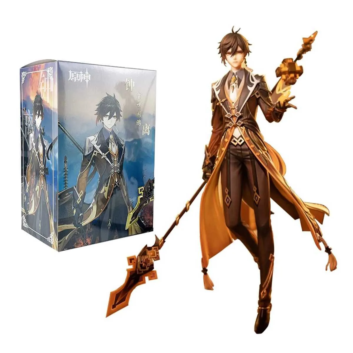 Figuras de brinquedo de ação 19cm genshin impacto zhongli klee hu tao paimon anime figura figura pvc figura modelo escultura decoração de desktop feita à mão y240515