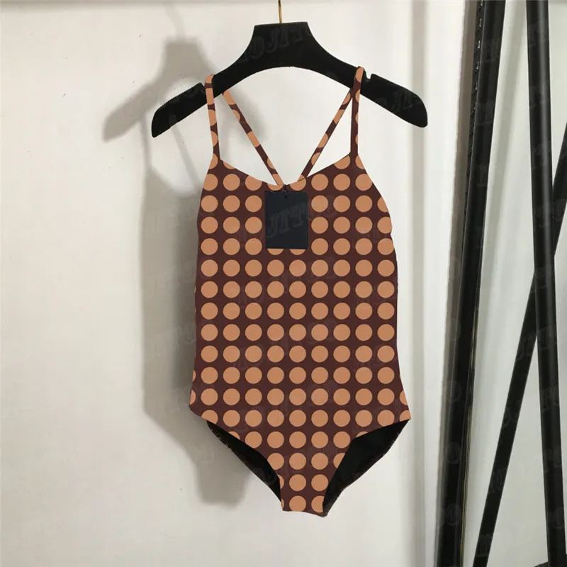 Klassisk tryckt baddräkter kvinnor designer brev bodysuits bikini sexig rygglös en bit badkläder sommarstrand simning kostym