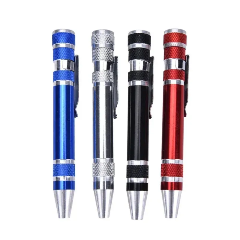 Hot Portable 8 in 1 Aluminum Pen Style Screw Driver Multi-Tool Precision Mobile phone Repair Tool Kit Screwdriver Set Bits