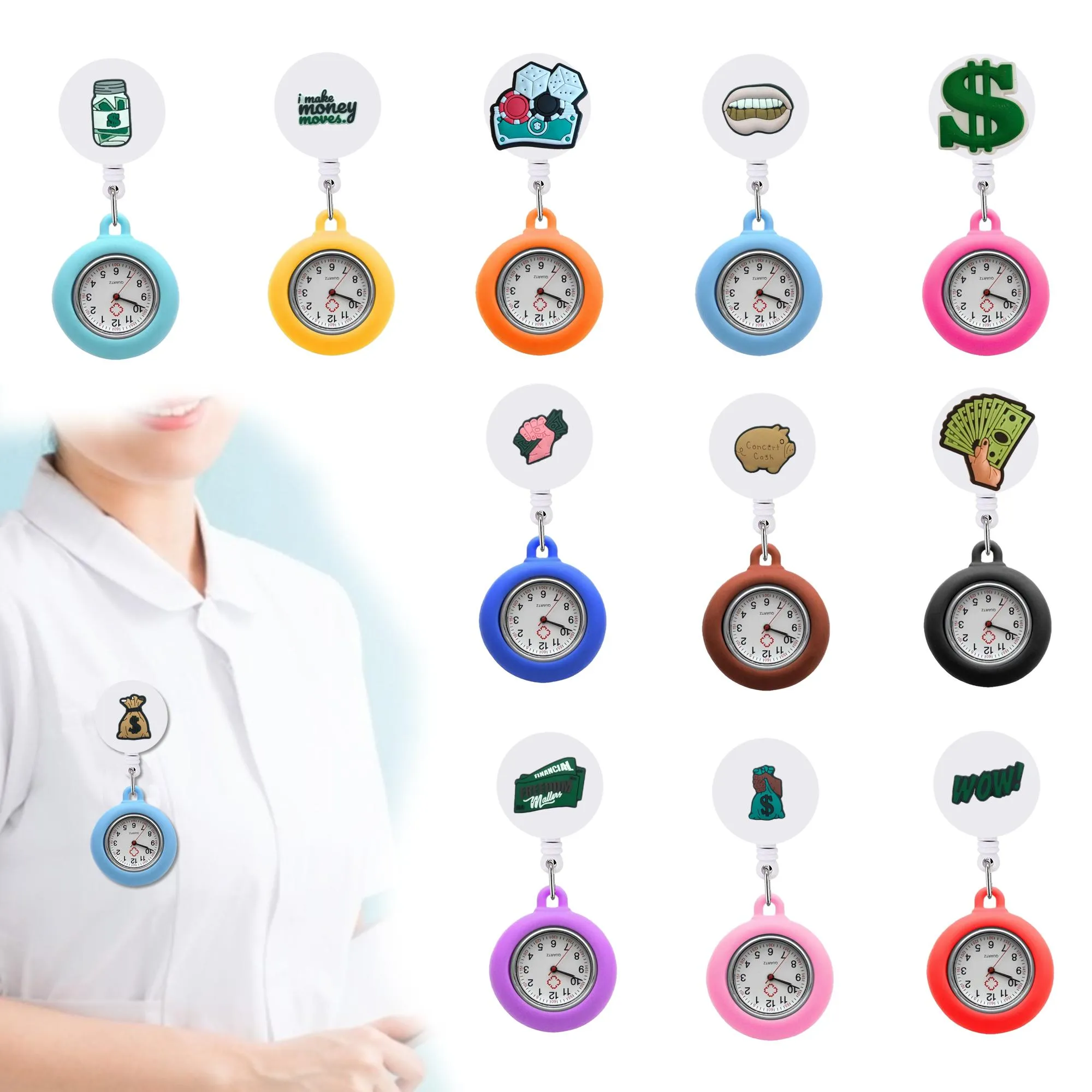 Andra modetillbehör USD -tema 19 Clip Pocket Watches Womens Nurse On Watch Sile Lapel med begagnad brosch FOB för medicinsk wo ot35x