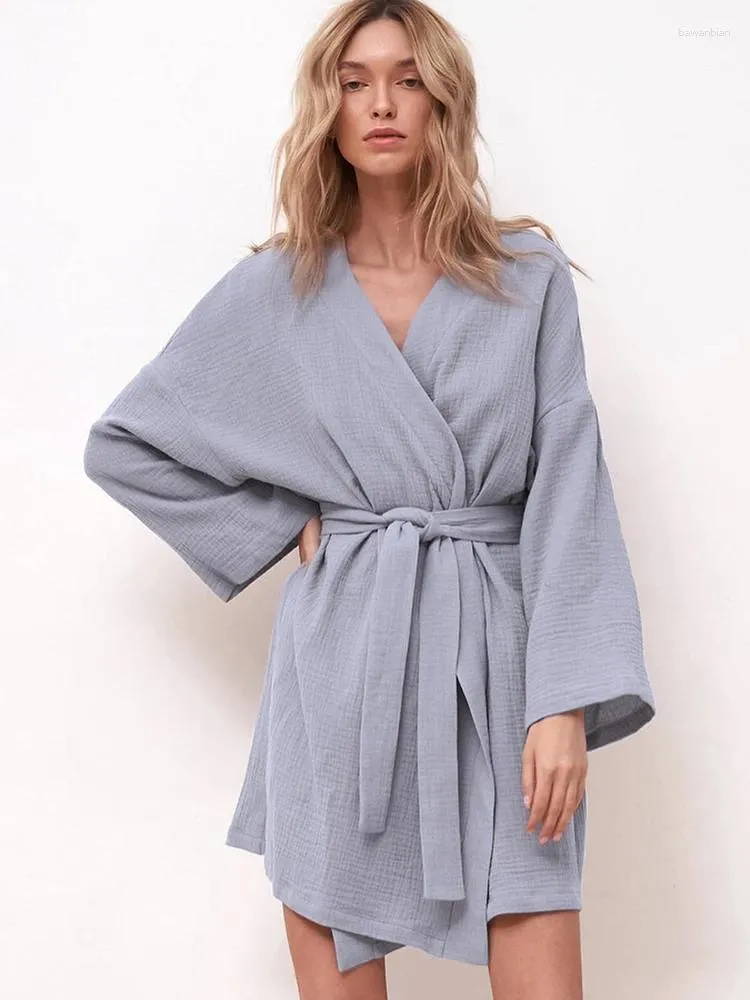 Home Clothing Linad Lose Robe für Frauen lässig Langarm Bademant