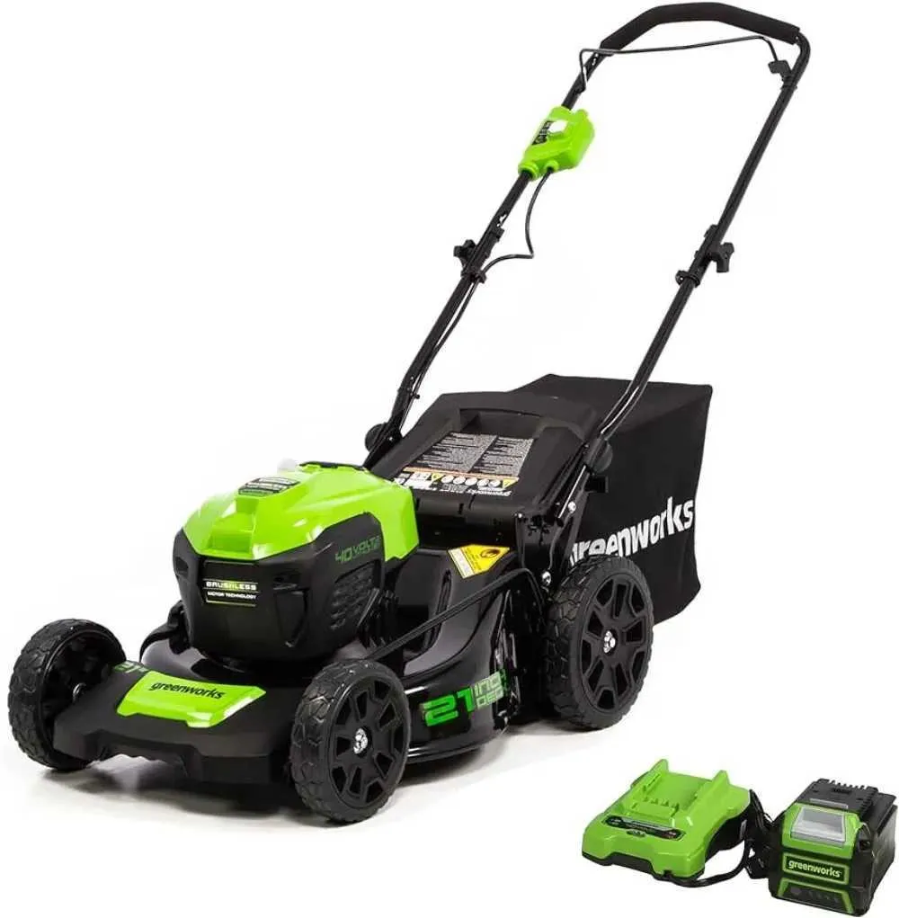Lawn Mower GreenWorks 40V 21 Bezszczotek i bezprzewodowy (push) (75+narzędzia kompatybilne) 5.0AH ładowarkę, w tym zasilanie Lawna Q240514
