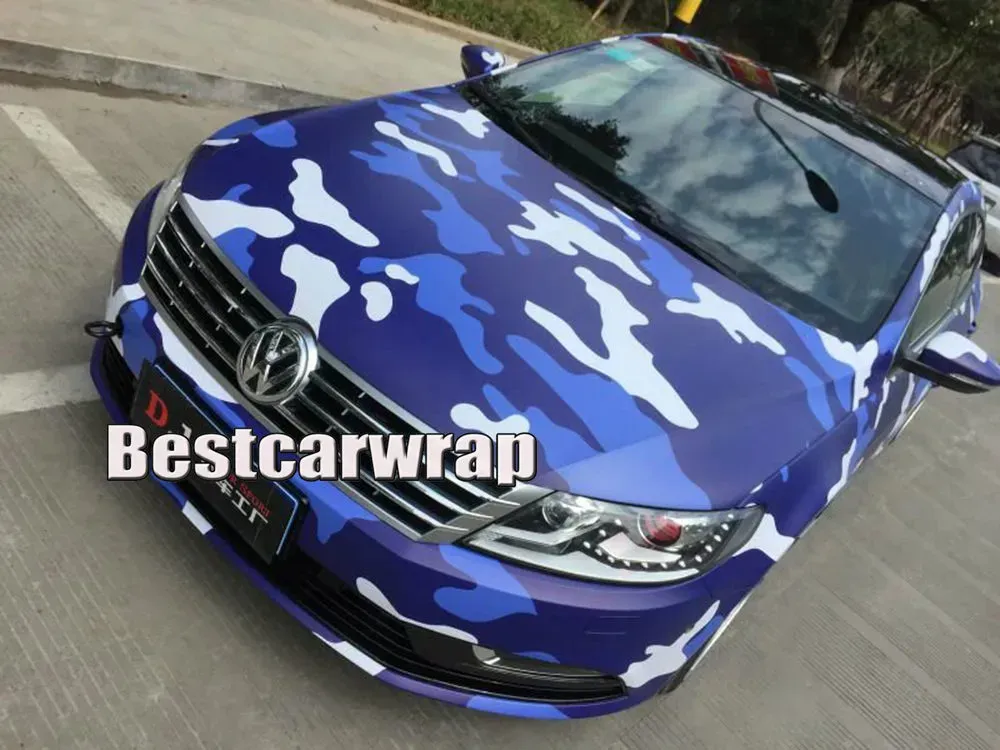 Stickers Blue Arctic Camo VINYL Full Car Wrapping Camouflage Foil Stickers with Camo truck covering foil with air free size 1.52 x 30m/Roll