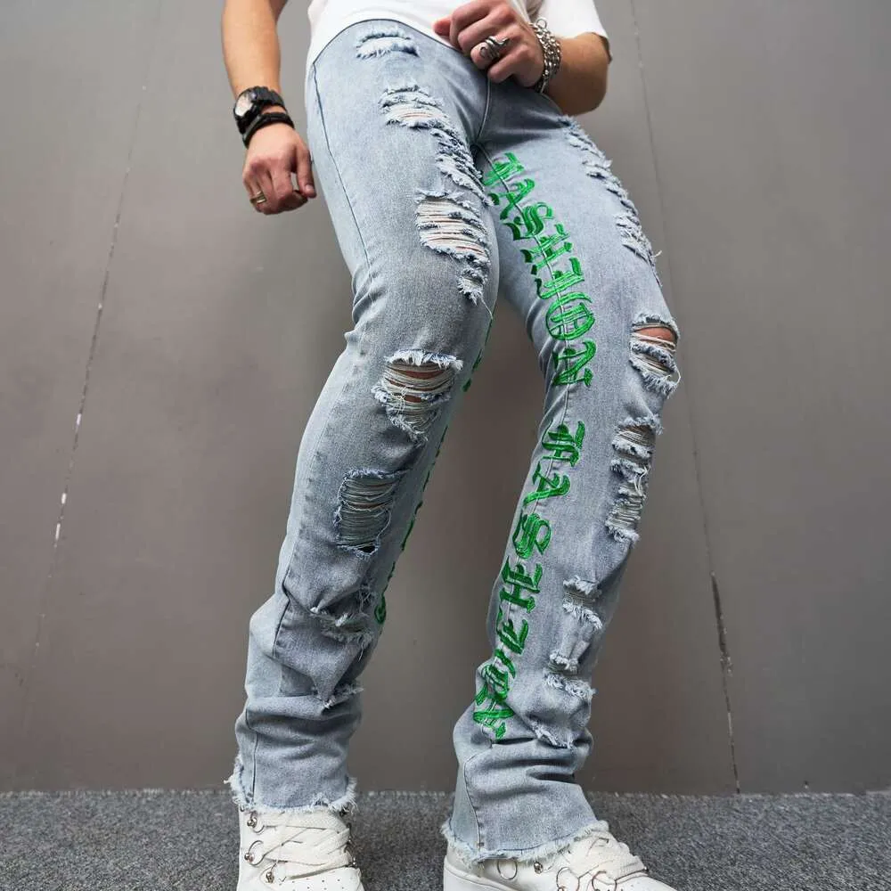 Micro Embroidered Fashionable Men s Jeans Leggings in Blue for Casual Wear M515 58