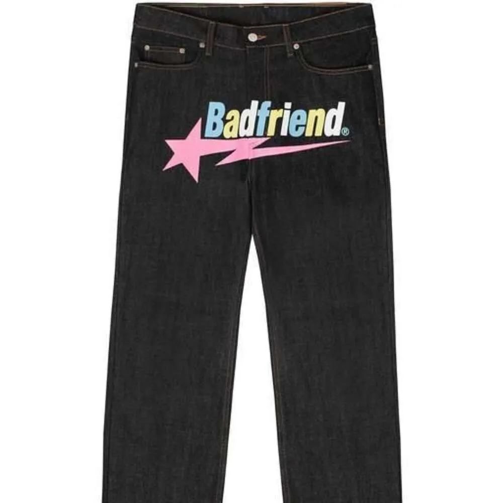2023 Хип -хоп джинсы Свободная прямая трубка Микроэластичная джинсовая джинсовая и осенняя молодежь популярные штаны