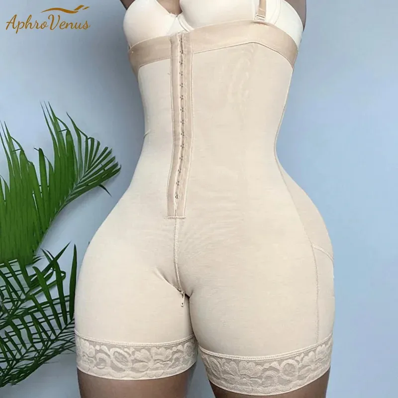 Fajas colombianas hög komprimering kvinnor formade sexiga underkläder bodysuit kvinnor spetsar extra firma blixtlås kontroll kropp shaper 240514