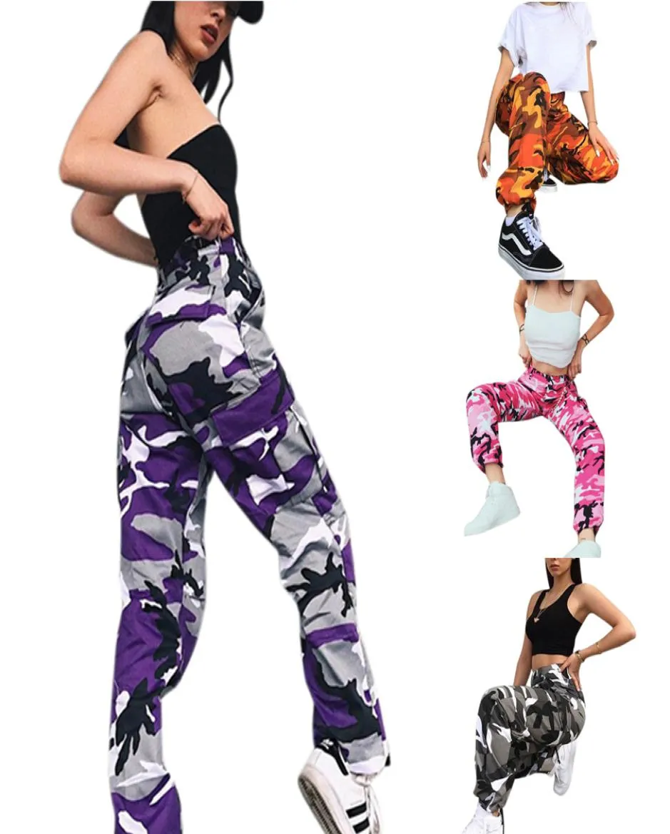 Nya kvinnor damer mode kamouflage camo lastbyxor hip hop byxor militär armé strids vandring jeans2910099