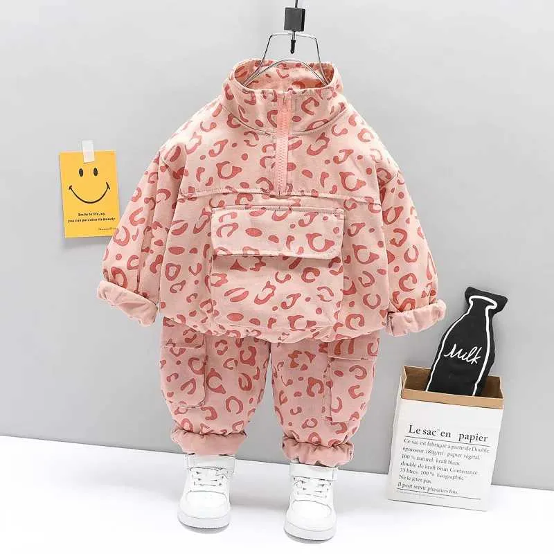 Zestawy odzieży Nowe wiosenne jesień ubrania moda dla dzieci chłopcy dziewczęta kurtka spodni 2PCS/SETS Kids Toddler Odzież Bawełniany dres