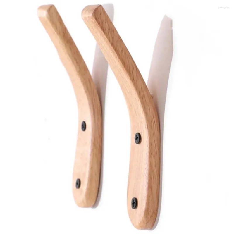 Hooks 2Pc Oak Wood Coat Wall Mounted Vintage Single Hook Hat Rack Towel Hanger Organizer Decorative For Home Bar El