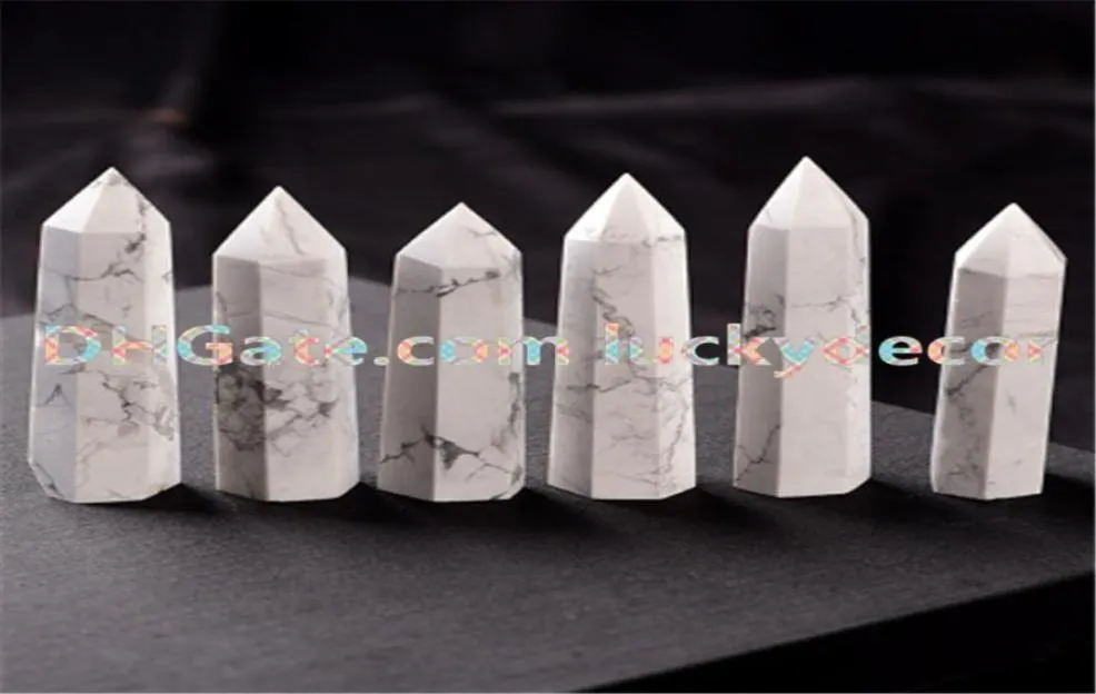 Trevlig 65cm85cm naturlig vit polerad turkosa prismat troll marmor howlite crystal obelisk kvartspunkt prove helande sten hi5929257