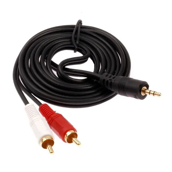 Connectors Freeshipping Gold Plated 3M Stereo Audio 3.5mm Male Jack to AV 2RCA Audio 3.5mm to 2 RCA cable Connector
