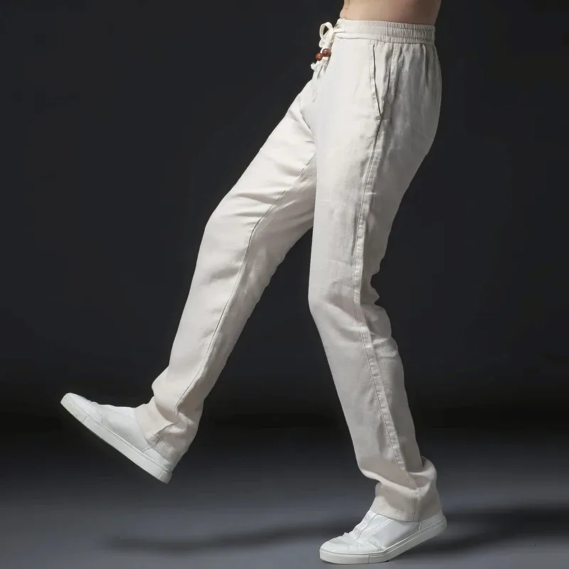 Pantalon décontracté pour homme, couleur unie, blanc, droit, respirant, mode, confortable, pleine longueur, automne_voghion.com