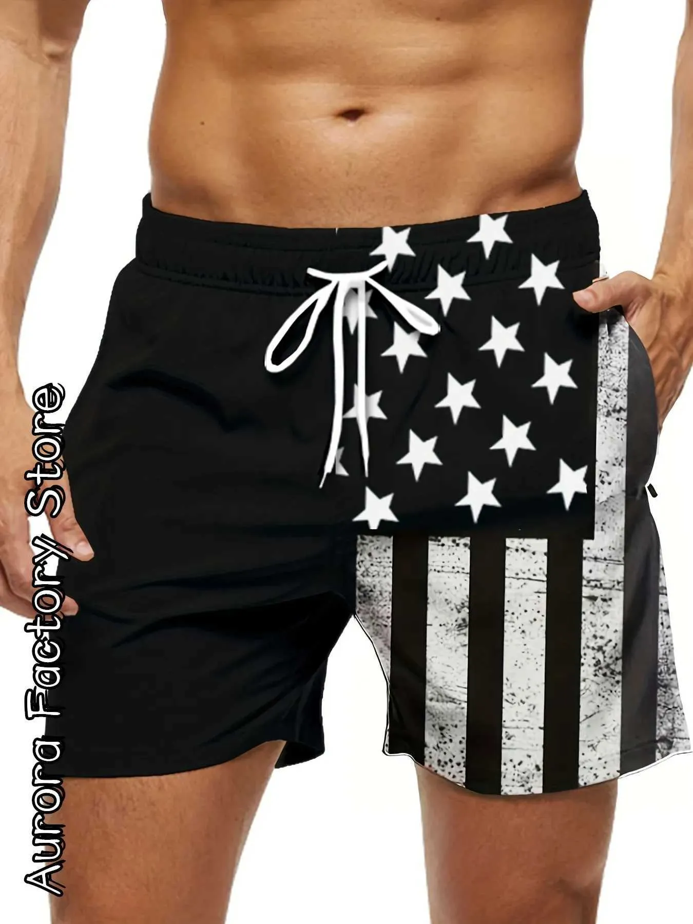 Shorts masculinos de verão masculino de moda shorts 3d EUA bandeira roupas gráficas garotos crianças casuais havaí shorts masculinos de praia elegante t240515