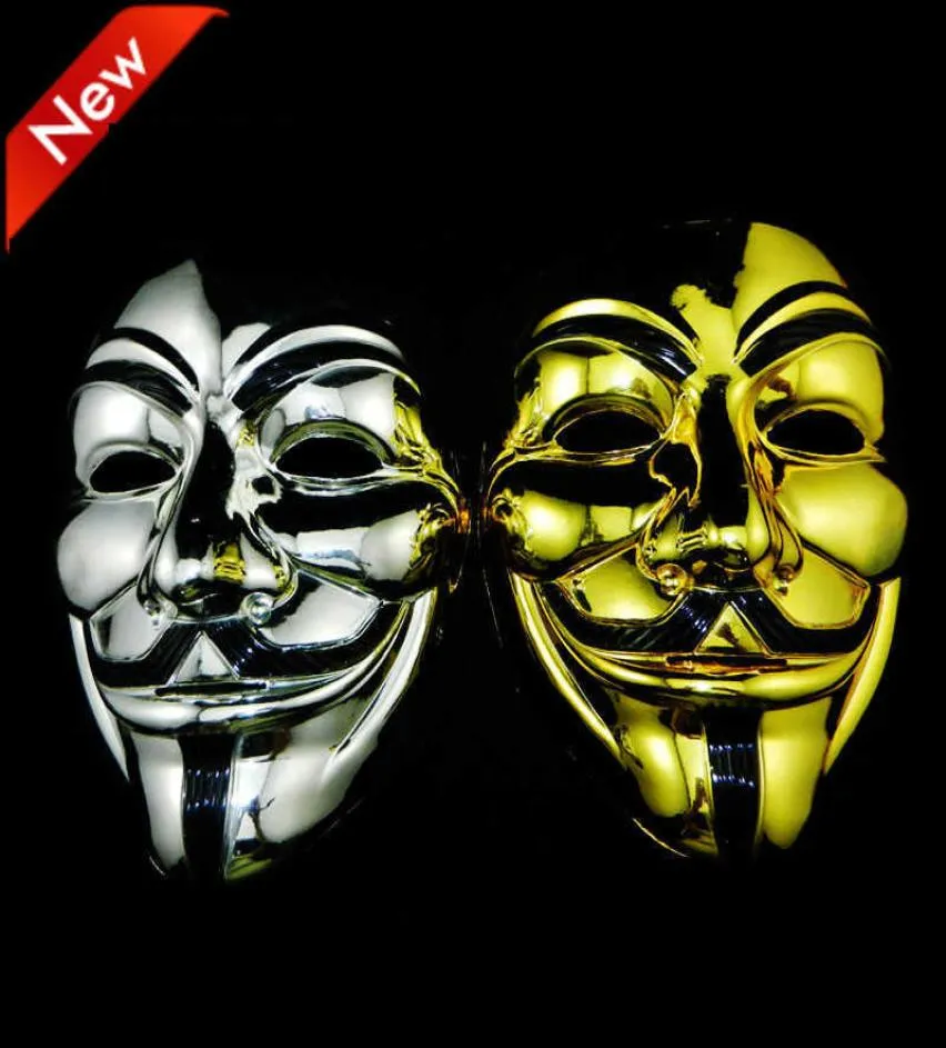 Gold Silver v Mask Masquerade S for Vendetta Anonymous Valentine Ball Party Decoration Full Face Halloween effrayant DBC VT07707200615