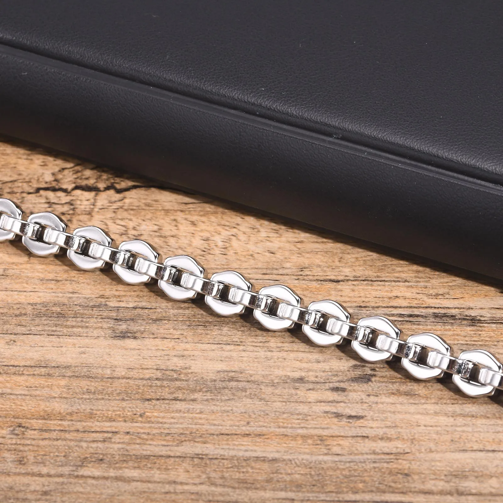 Simple Fashion Stainless Steel Handmade Link Chain Bracelet For Women Mens Boys Polilshed 8.7mm 8.26'' n1861