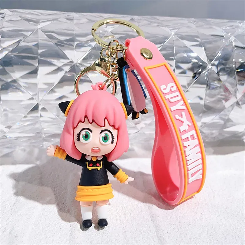 Cute Anime Keychain Charm Key Ring Fob Pendant Lovely Spy`s Play House Doll Couple Students Personalized Creative Valentine`s Day Gift A8 UPS