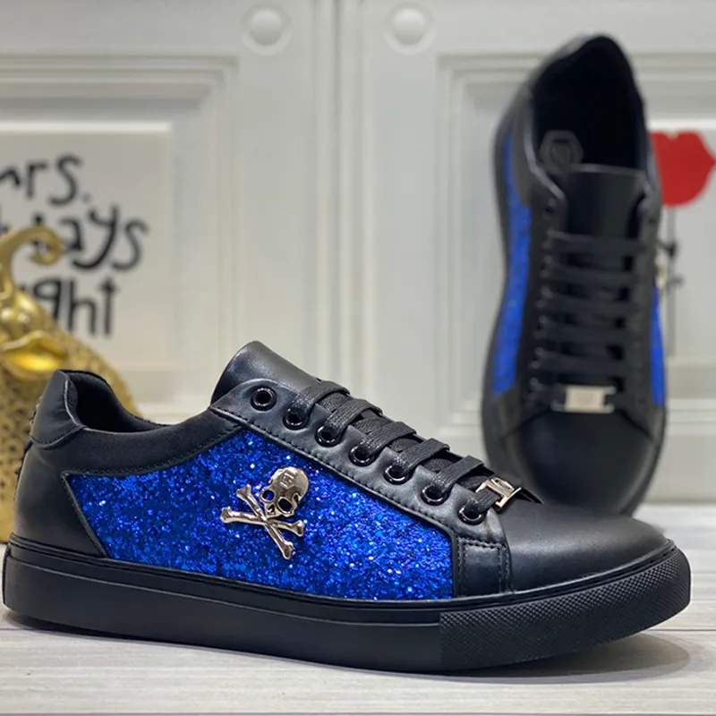 Philipe Plein Sport Shoes Luxury Brand Sneakers For Men Famous Designer Shoe Fashion High Quality Business Scale Leather Metal Skulls PP Pattern