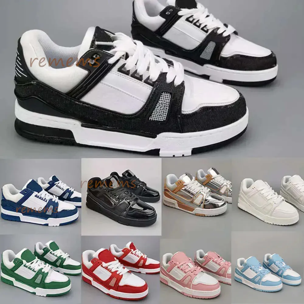 High Quality Mens LV Calfskin Leather Running Trainers Casual Outdoor Platform Sneakers