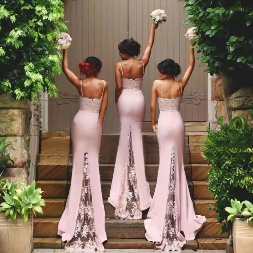 bridesmaid dress with lace train Lace Train Bridesmaid Dress Spaghetti Strap Mermaid Long Prom Dress Ms Msikoods Official Store