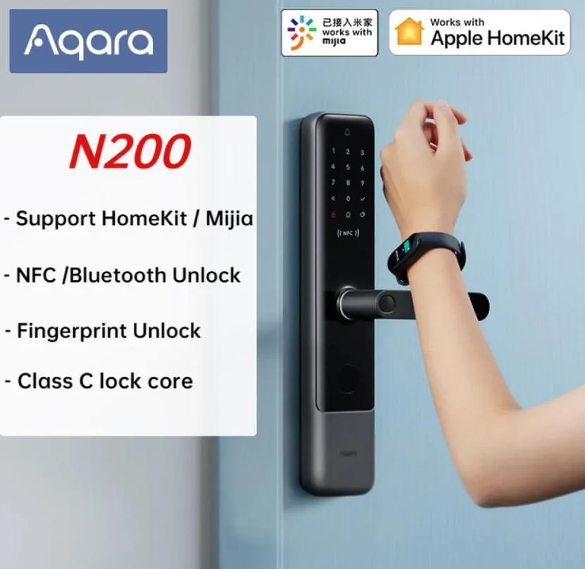 AQARA N200 Smart Door Lock 3D Mot de passe d'empreinte digitale NFC Déverrouillage Classe C Lock mécanique avec support de sonnette Mijia Apple Homekit 205943485