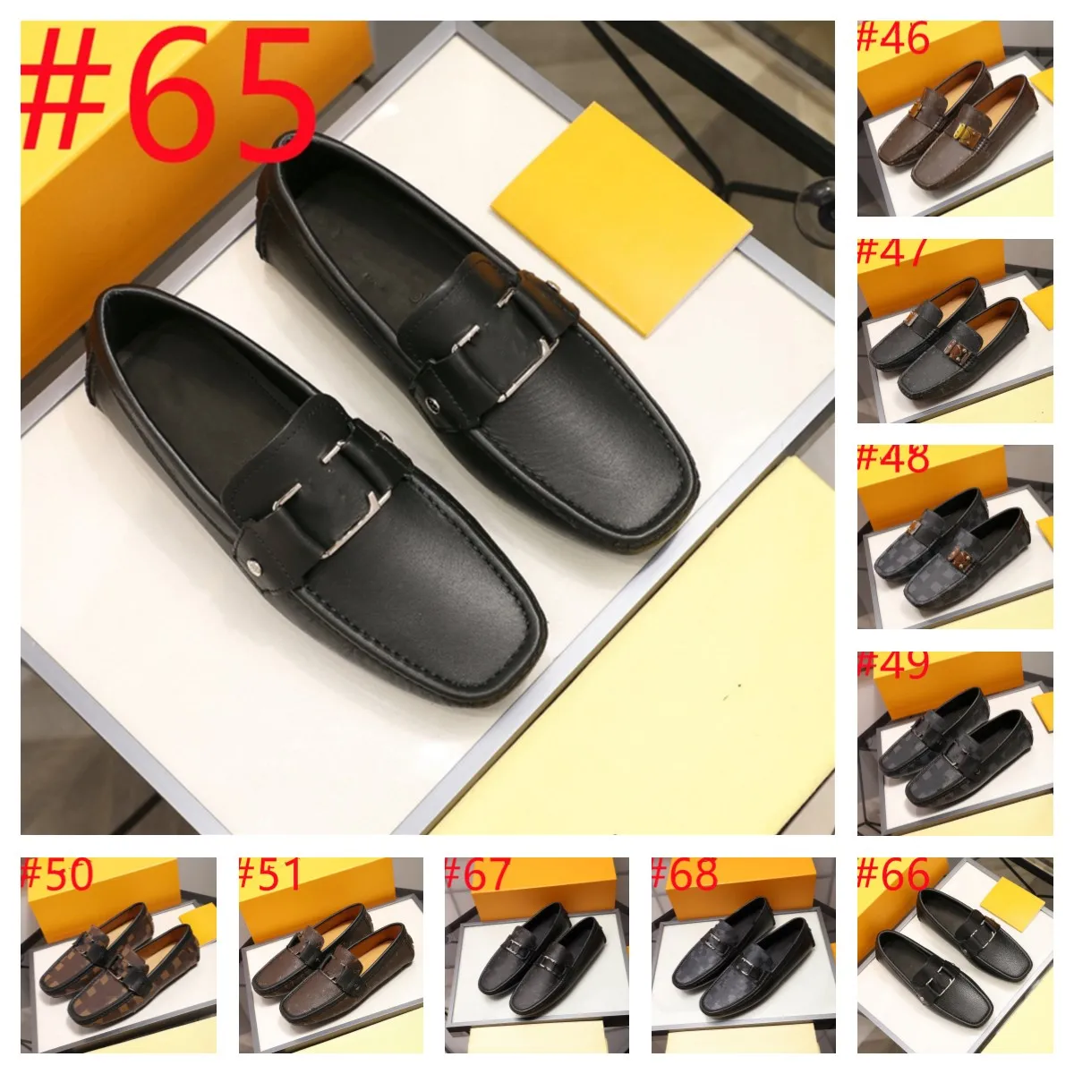 68Model Mens Business Designer Dress Shoes Fashion Luxurious Slip On Leather Shoes Men Plus Size 45 Point Toe Formal Casual Shoes Male Wedding Footwear Size 38-46