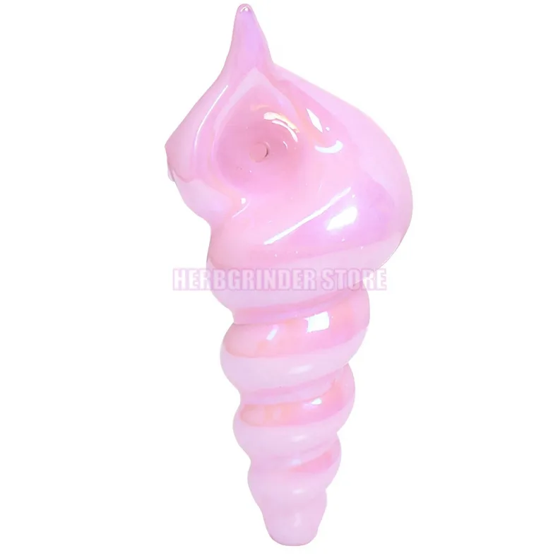 Pink Spiral Shell Electroplated Style Thick Glass Pipes Conch Herb Tobacco Spoon Bowl Filter Oil Rigs Handpipes Handmade Bong Smoking Cigarette Holder Tube DHL