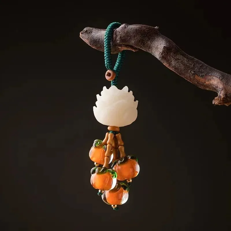 Vintage handgeschnitzte Bodhi Lotus Blütenschlüsselkette für Frauen Männer Holzschmuck hängen Reiz Einfacher Nepal -Perlen -Schlüsselketten