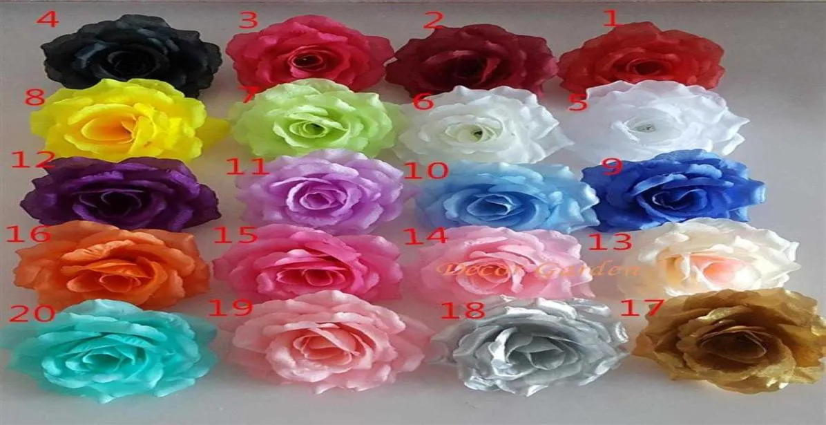 10 cm 20 colors Silk Rose Artificial Flower Heads Wysokiej jakości DIY Flower for Wedding Wall Arch Bukiet Dekoracja kwiaty Decoratio5345216