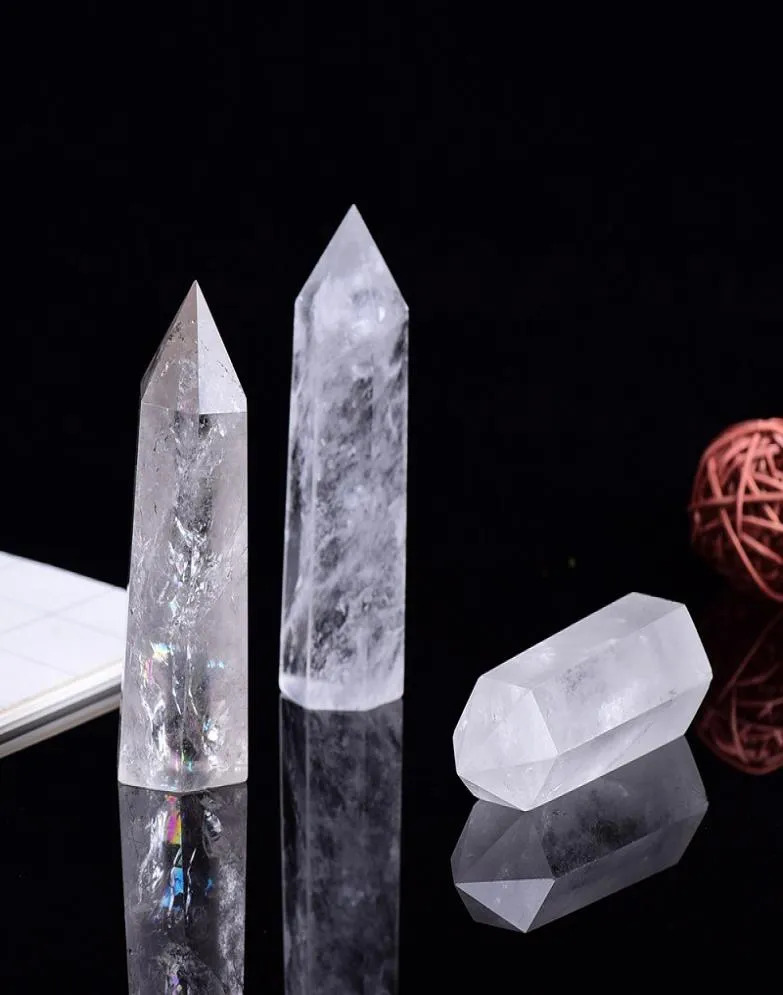 Raw White Crystal Tower Arts Ornament Mineral Healing wands Reiki Natural sixsided Energy stone Ability quartz pillars6798325