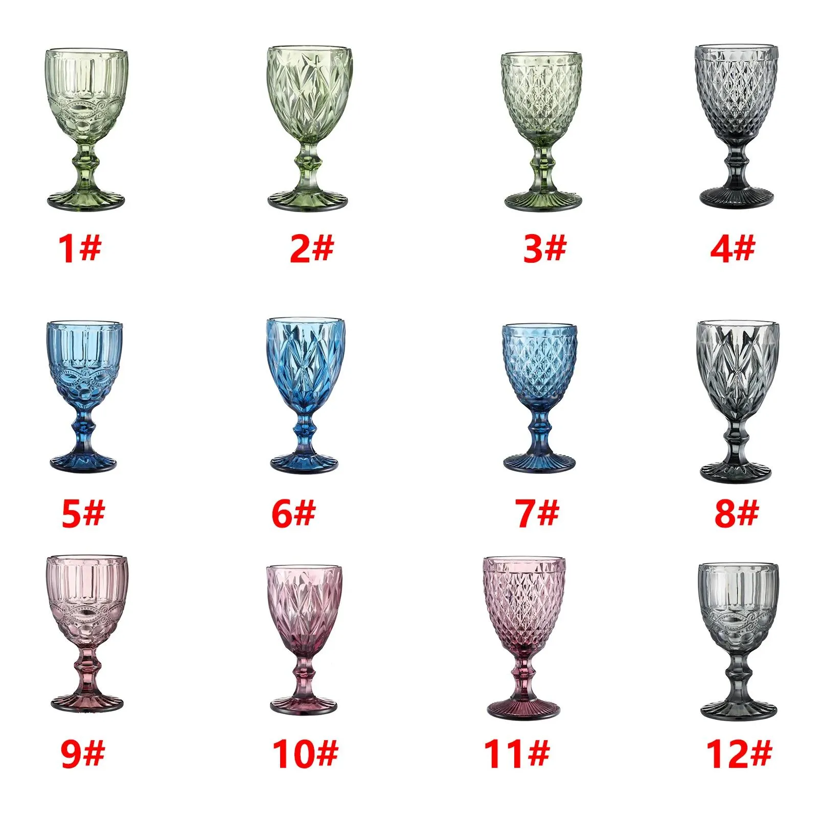 Wijnglazen Europese stijl in reliëfglas gekleurd biergoblet Vintage huishoudelijke sap Drinking Cup Dikke drop levering Huis Garde Dhbh2