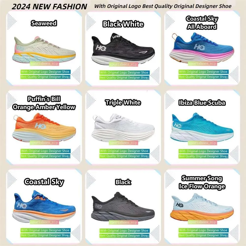 2024 Hokashoes con scarpe Designer di logo originale Bondi 8 Hokaa Scarpe Clifton 9 Scarpe da corsa da uomo Sneaker da donna Sneakers Best Quality Trainer di qualità Runnners 36-45