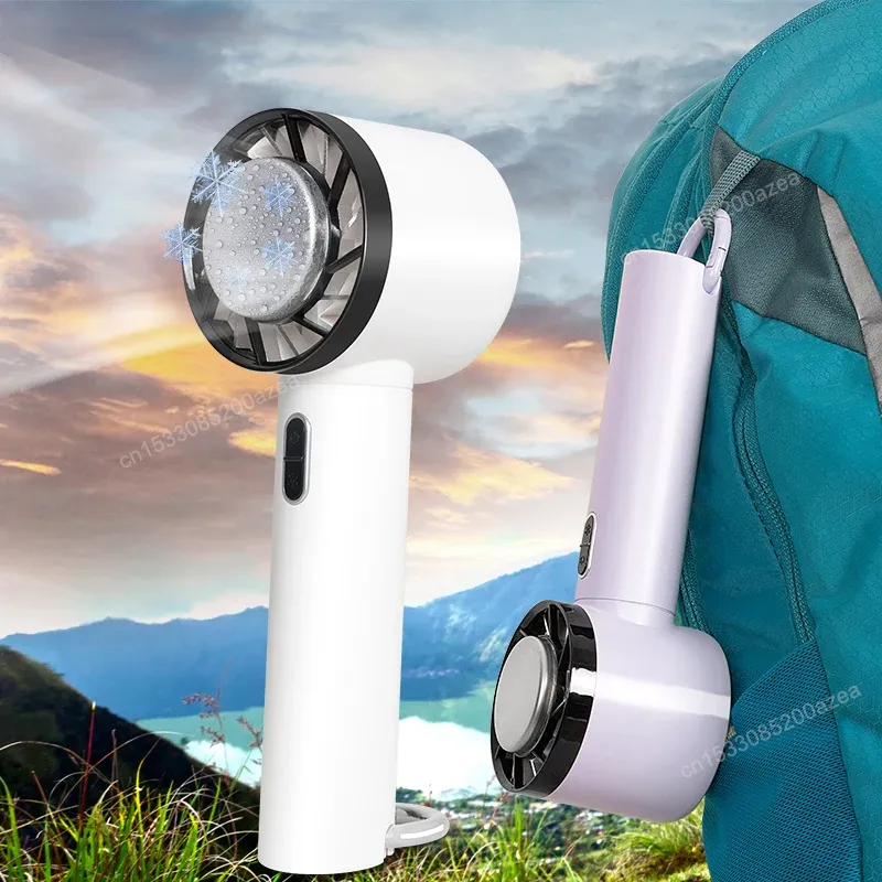2024 Portable Mini Hand Fan Cooling Refrigeration Hanging ryggsäck Small Fan Outdoor 2000MAH USB RECHARGABLE Handheld Fan