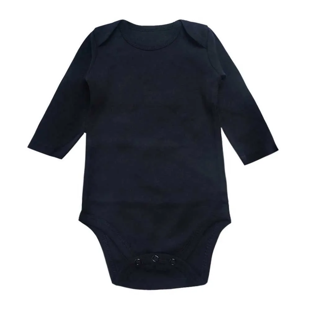 Rompers Baby Tight Fiting Clothing Newborn Baby Clothing Long Sleeved Black Unisex 3 6 9 12 18 24 Månad gammal babykläder240514L240502