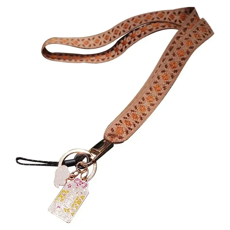 Mobiltelefonbänder Anti-verlorene Vintage Plaid Fabric Lanyard Hängende Nackenkabel für Mobiltelefon Fall-ID-Kartenzubehör-Gurte