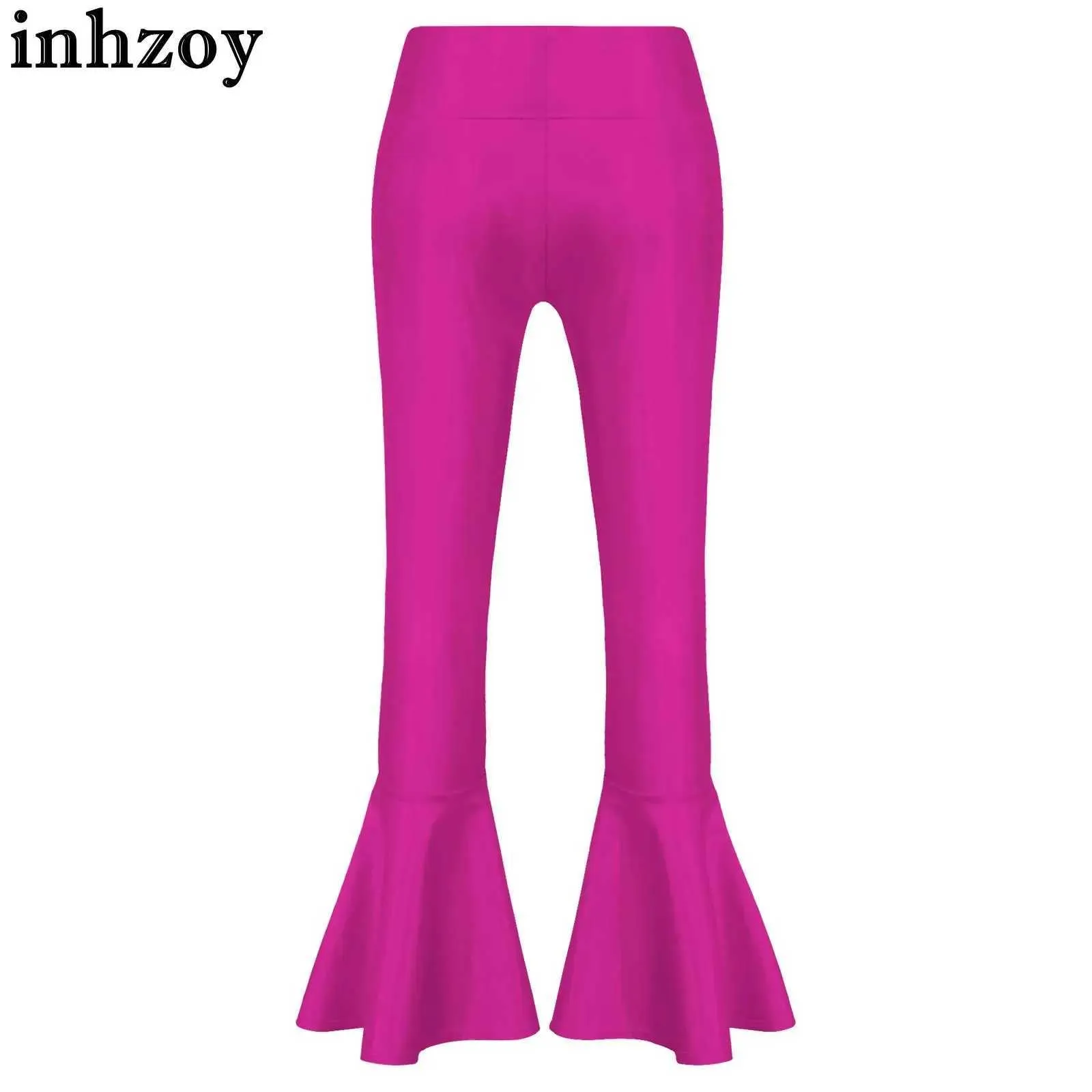 Kids Metallic Flare Dance Pants Shiny Latin Jazz Costume Bell