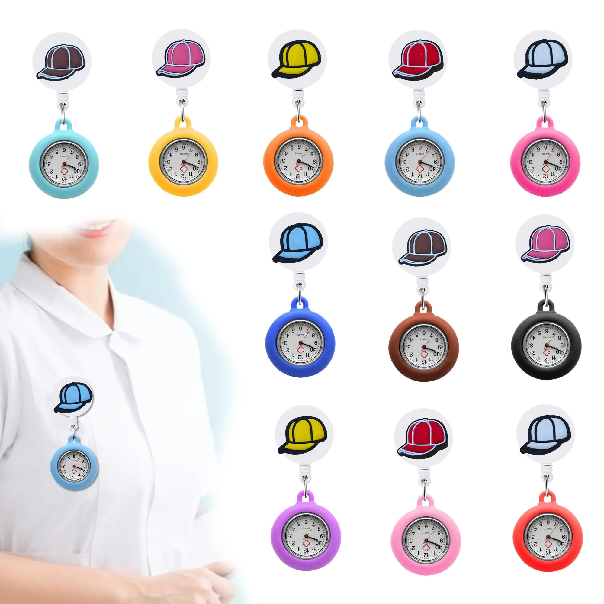 Pocket Watches Hat Clip Sile Lapel Nurse Watch With Second Hand Brooch Fob For Medical Workers On Easy To Read Alligator Hang Clock Gi Otcw4