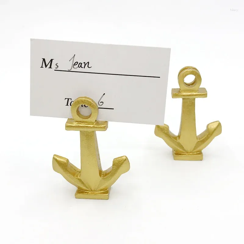 Party Favor 10-PCS Gold Ship Anchor Place Card Holder Table Centerpieces Namn Number Stand Holders For Wedding Birthday Baby Shower Favors