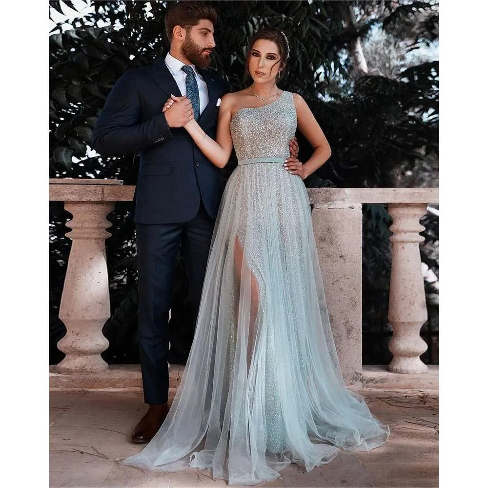 Sparkling One Shoulder Sequin Lilac Prom Dress Long For Women Formal Evening Gown With Tulle Ball Glee And AMZ Style From Redwhitebliss 63.32 DHgate.Com