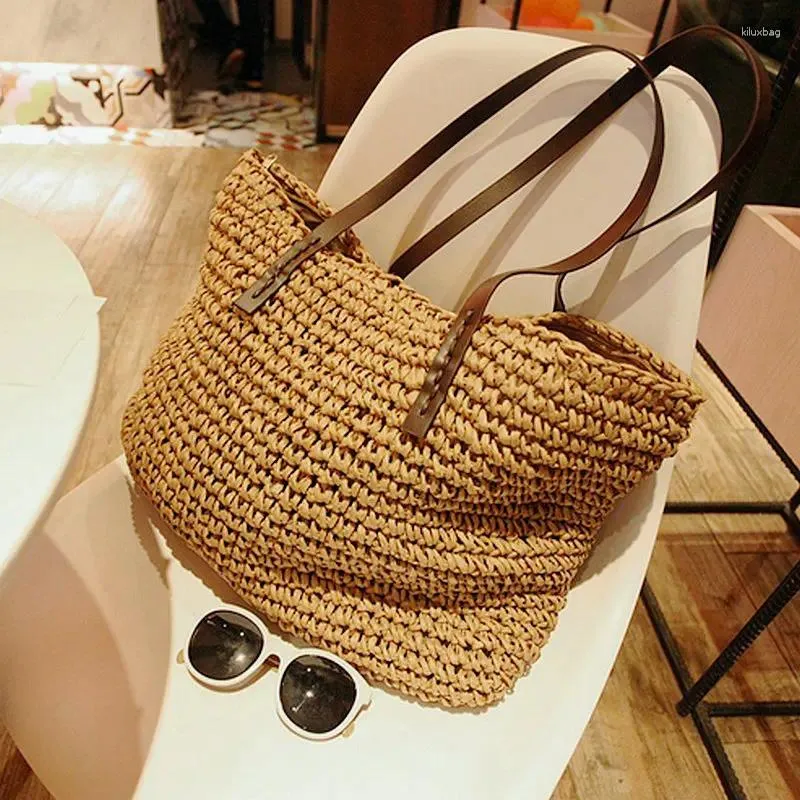 DHgate 2024Extra Large Straw Tote Bag Casual Beach Handbags for Women Summer Woven Shoulder Bags Bags Luggage Accessories