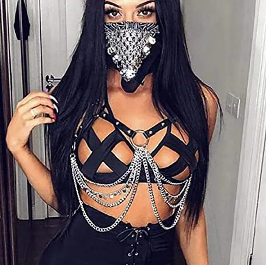 Bras Sexy Body Harness Woman Chain Top Punk Rock Leather Belt Club Festival Fashion Jewelry Goth Accessories6902822
