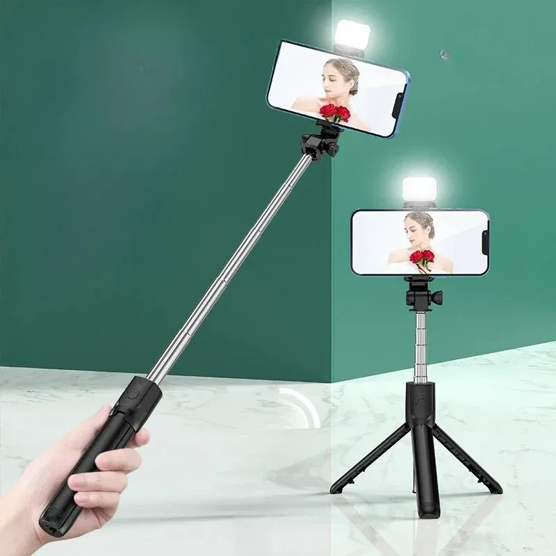 Celular selfie stick stick tripé bluetooth remoto sem fio selfi stick suporte de telefone com beleza de preenchimento para bastões de telefone