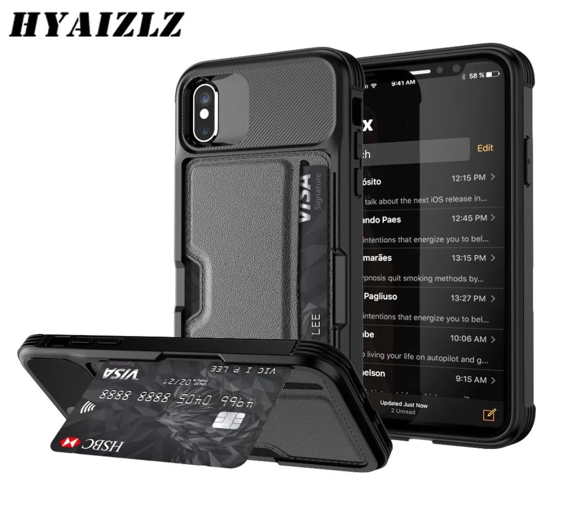 Case voor iPhone XR XS 6 7 8 X Cover Soft TPU achter Case met Car Magnet en Credit Card Slots voor iPhone 6 7 8 Plus XS Max Case4778242